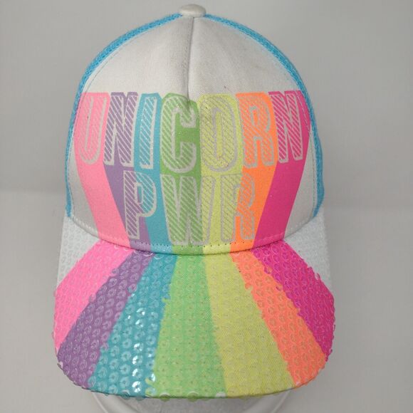 Unicorn PWR Snapback Trucker Hat Multicolor OSFA Mesh Back Claire's - Picture 2 of 9